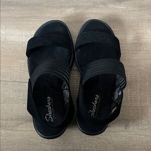 Skechers Black Strappy Comfort Sandals